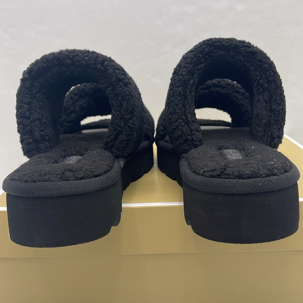 Michael Kors Black Faux Shearling Slides - Picture 13 of 16